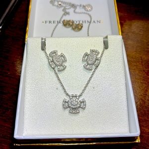 Freida Rothman Maltese Cross sterling 925 necklace with earrings